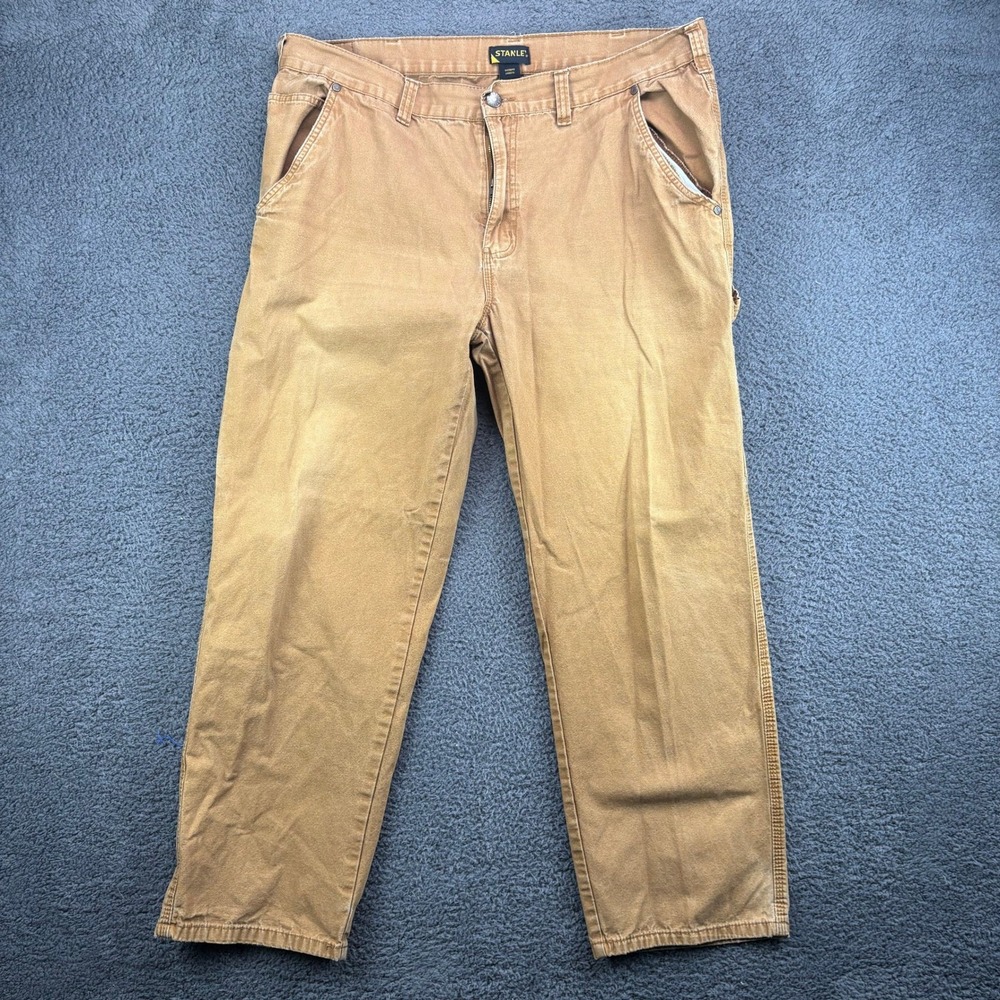 Stanley Mens Brown Work Pants 36x32 Carpenter Utility Construction Trousers‎